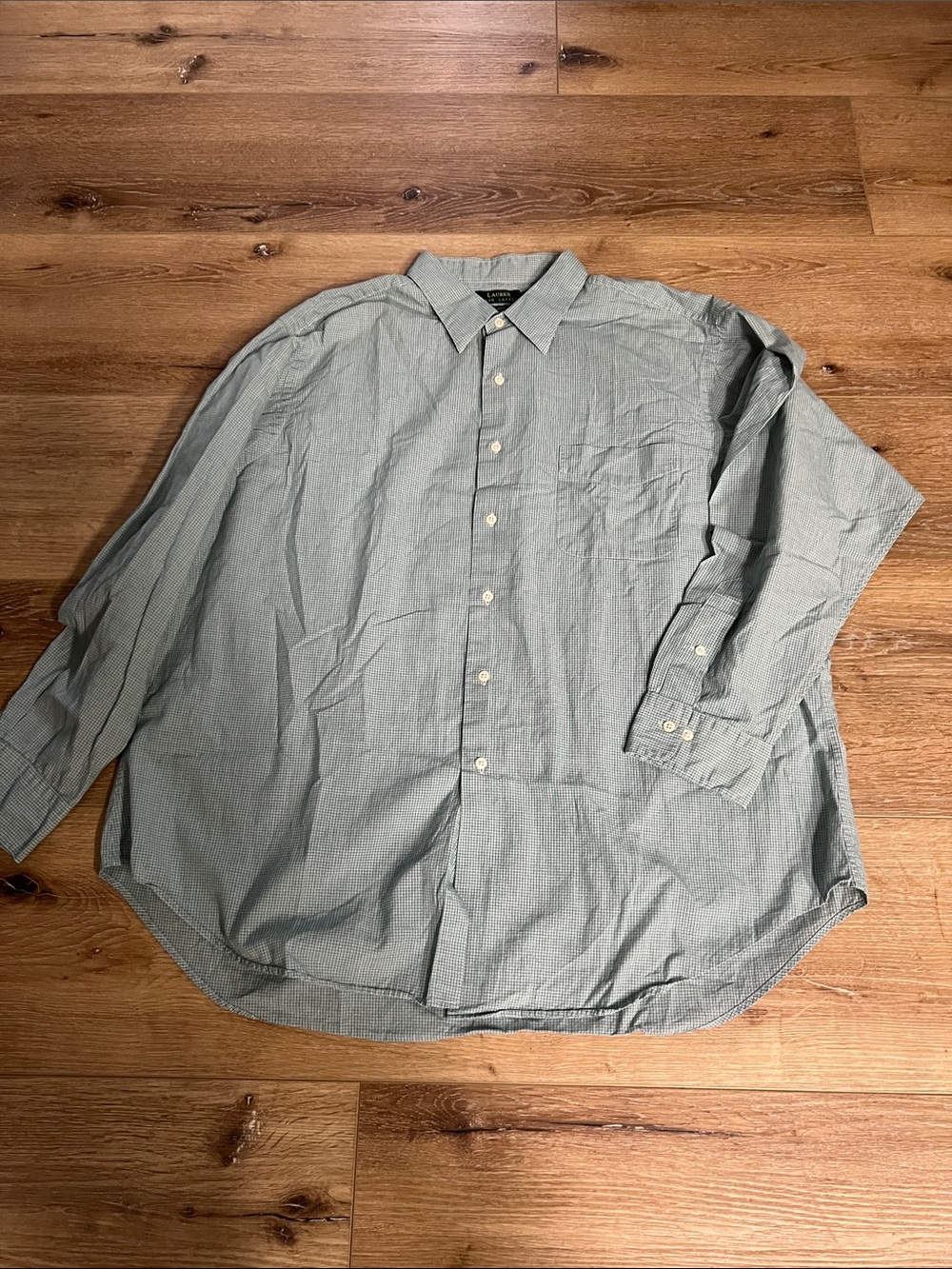 Ralph Lauren Light green gingham plaid Long-Sleeve Button-Down Shirt, 18 34/35